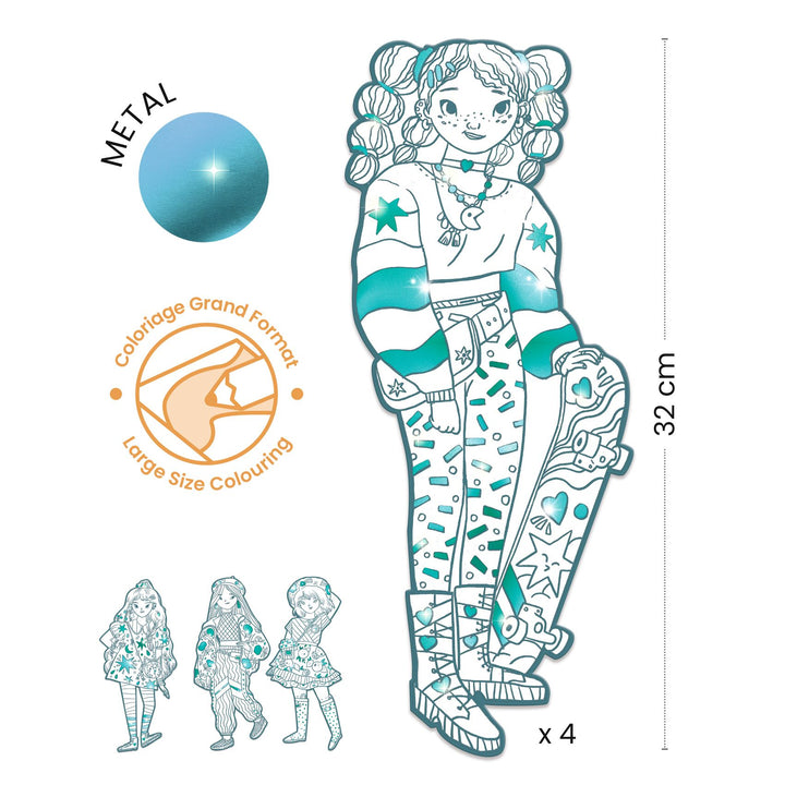 Djeco Les Demoiselles Colour-In Cards – Angele &amp; Friends