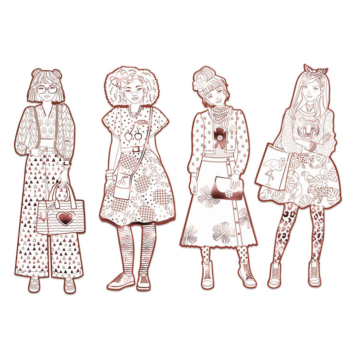 Djeco Les Demoiselles Colour-In Cards – Nina &amp; Friends