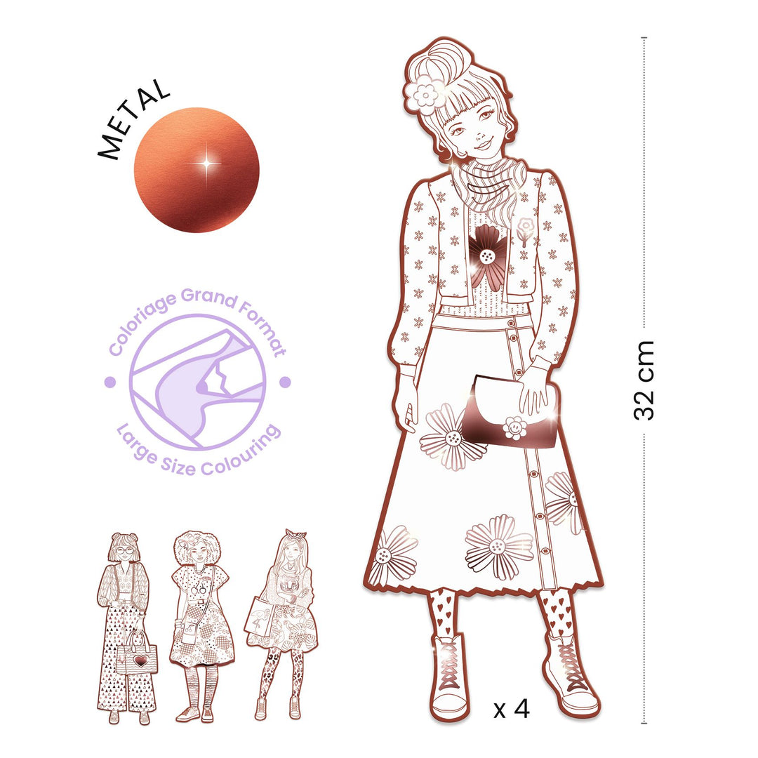 Djeco Les Demoiselles Colour-In Cards – Nina &amp; Friends