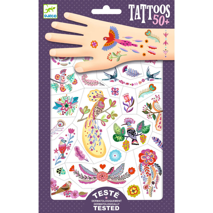 Djeco Bright Birds Metallic Temporary Tattoos
