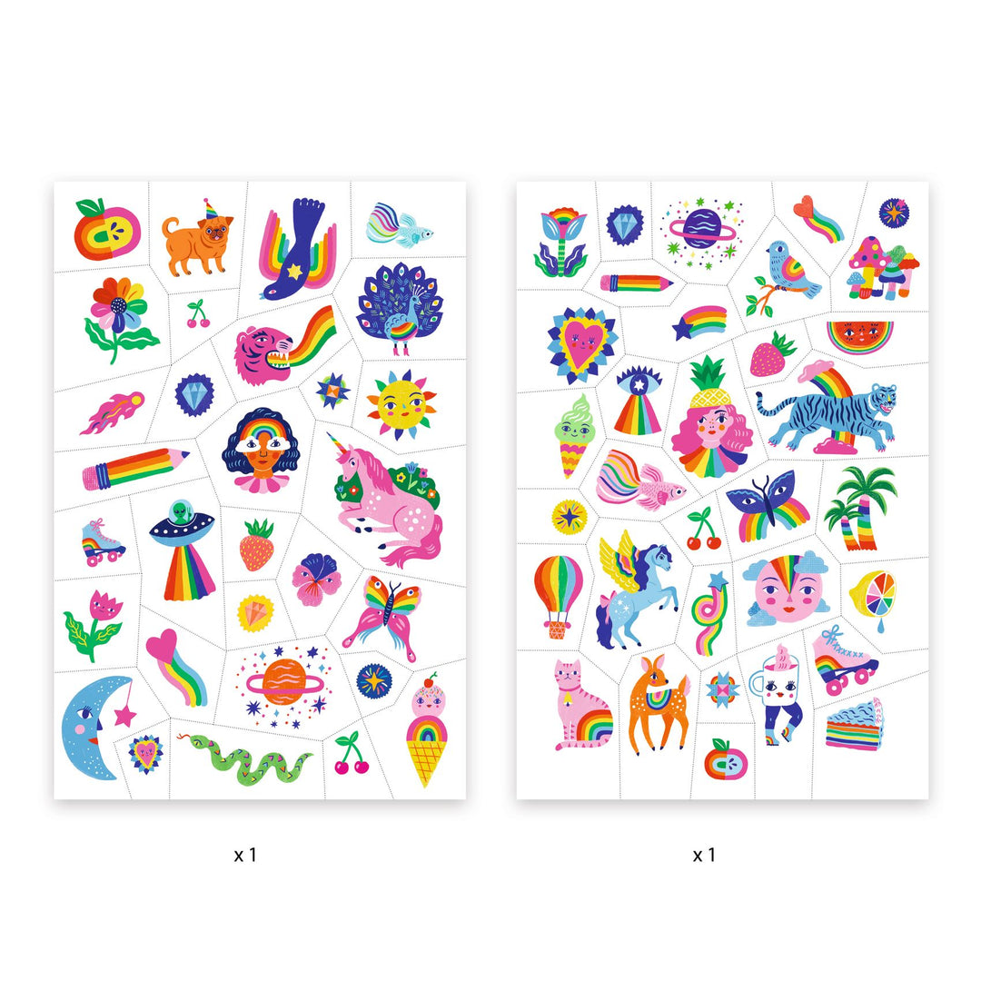 Djeco Rainbow Neon Temporary Tattoos
