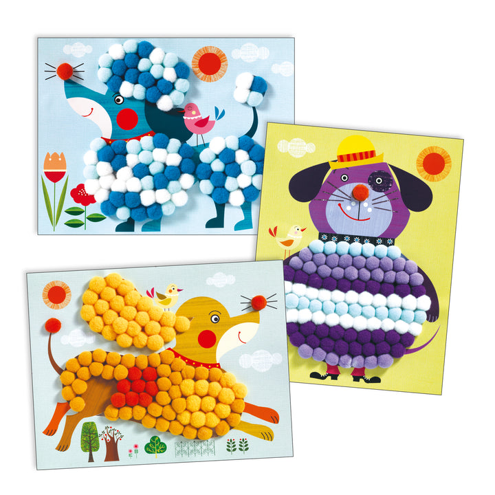 Djeco Pompom Collage – Dogs To Stroke
