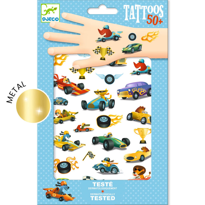 Djeco Metallic Speedsters Temporary Tattoos