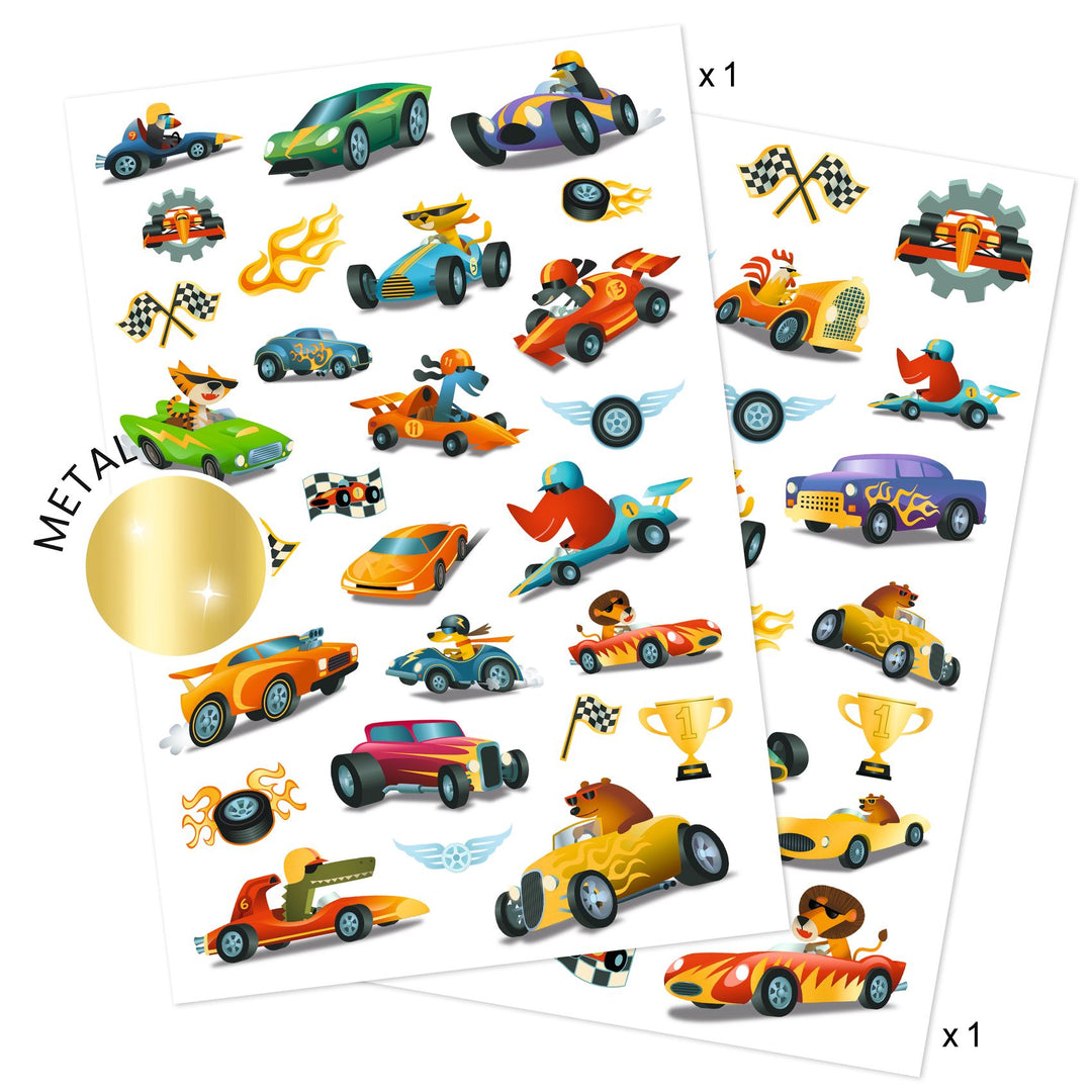 Djeco Metallic Speedsters Temporary Tattoos