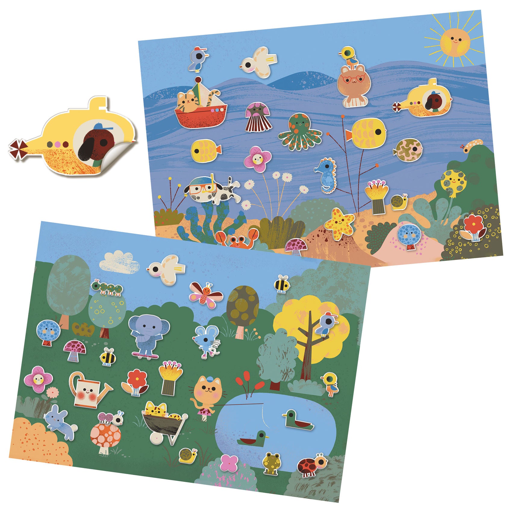 Djeco Removable & Reusable Puffy Stickers – Summertime