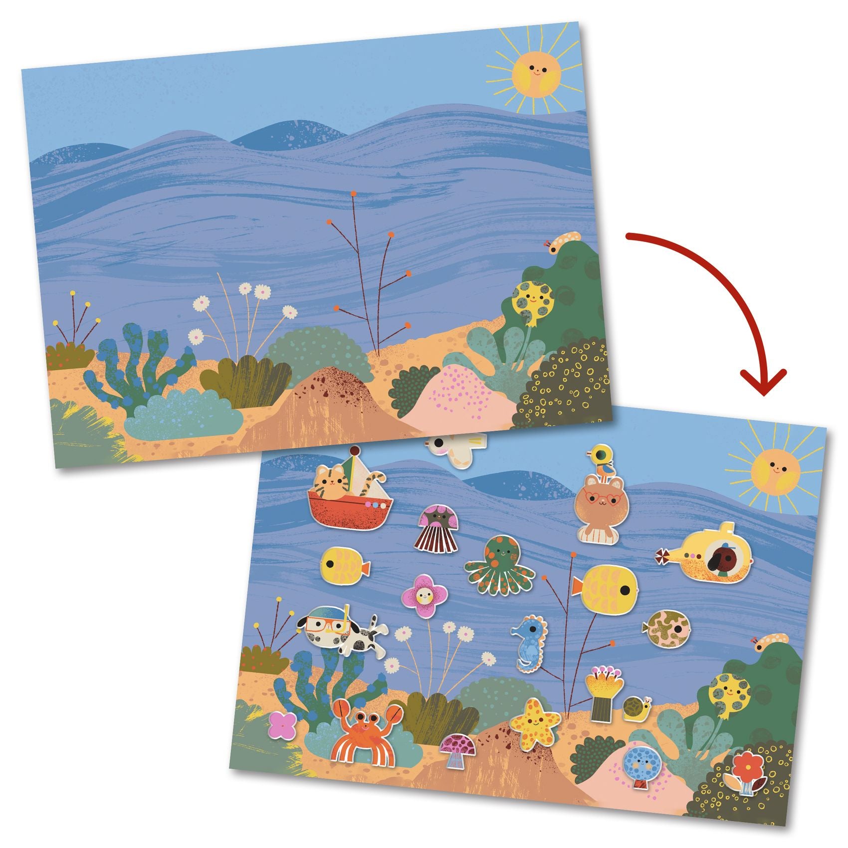 Djeco Removable & Reusable Puffy Stickers – Summertime