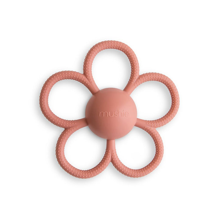 Mushie Daisy Rattle Teether – Dusty Rose