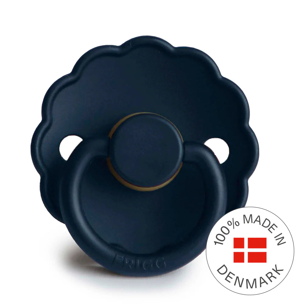 FRIGG Daisy Round Latex Pacifier – Dark Navy