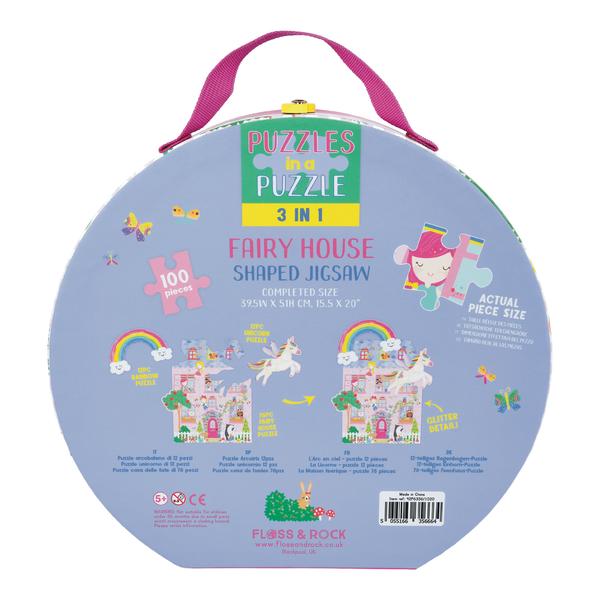 Floss & Rock Rainbow Fairy House Shaped Puzzle – 100 Piece