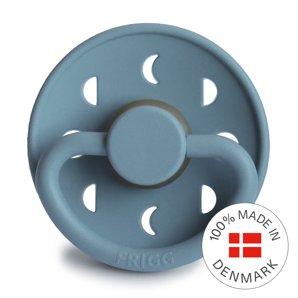 FRIGG Moon Phase Round Latex Pacifier – Stone Blue