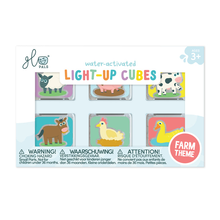 Glo Pals® Water Activated Light-Up Cubes – Farm (6 Pack)