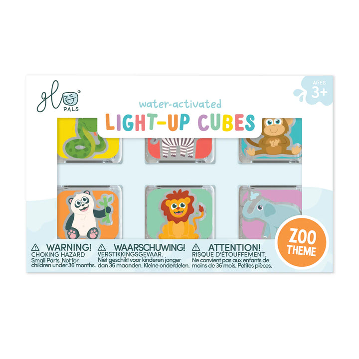 Glo Pals® Water Activated Light-Up Cubes – Zoo (6 Pack)
