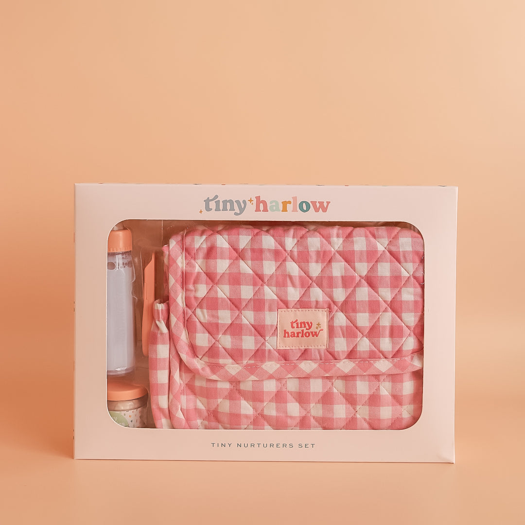 Tiny Harlow Tiny Nurturers Set – Pink Gingham