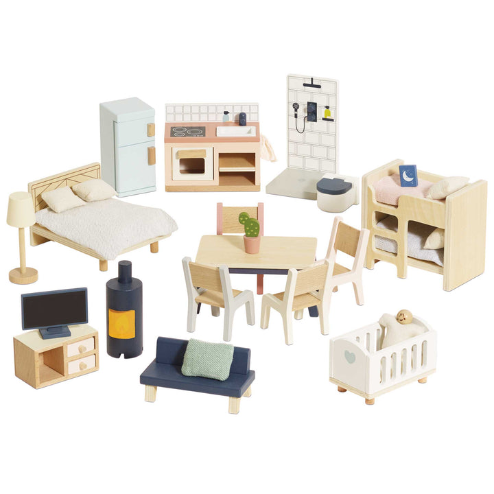 Le Toy Van Wooden Complete Dollhouse Furniture Set