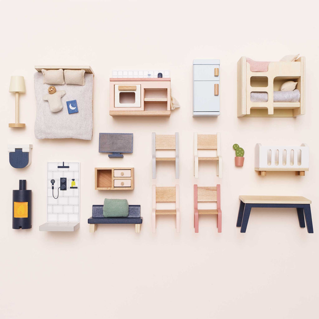 Le Toy Van Wooden Complete Dollhouse Furniture Set