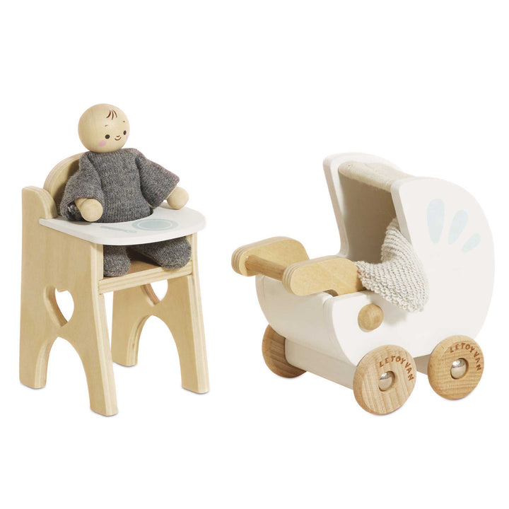 Le Toy Van Wooden Dollhouse Nursery &amp; Baby Set