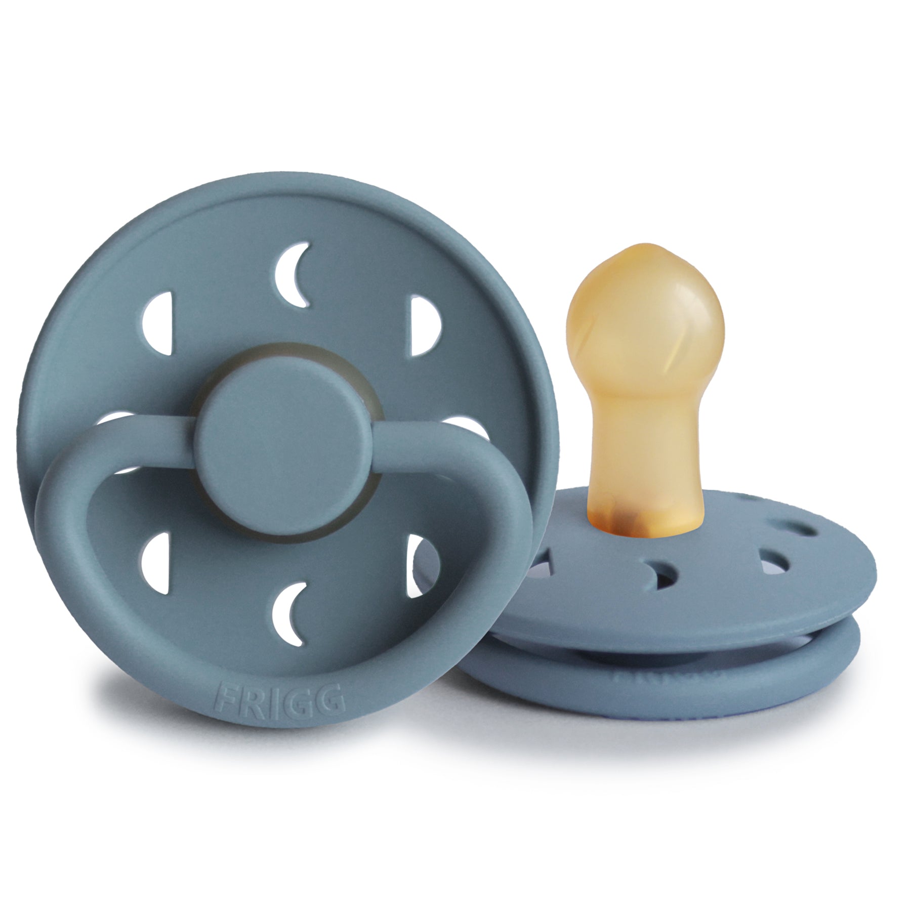 FRIGG Moon Phase Round Latex Pacifier – Stone Blue