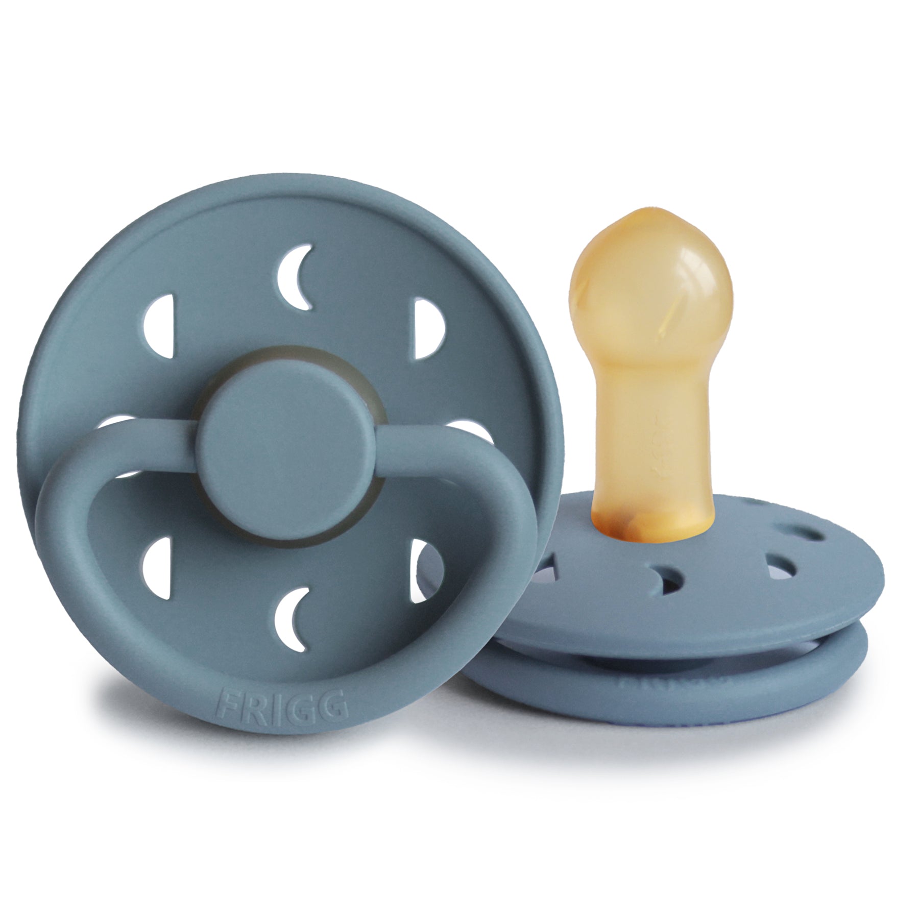 FRIGG Moon Phase Round Latex Pacifier – Stone Blue