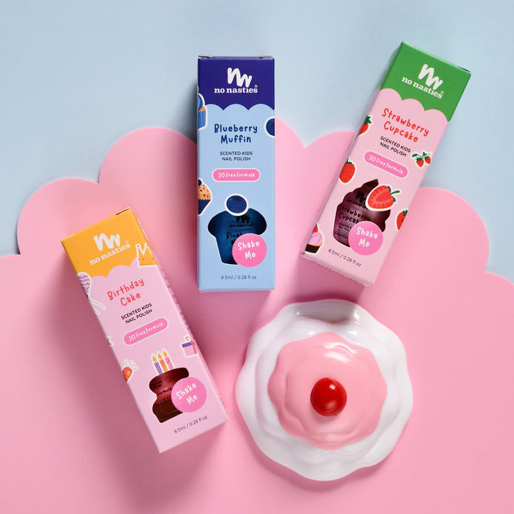 No Nasties Kids Scented Scratch-Off Nail Polish – Strawberry Cupcake