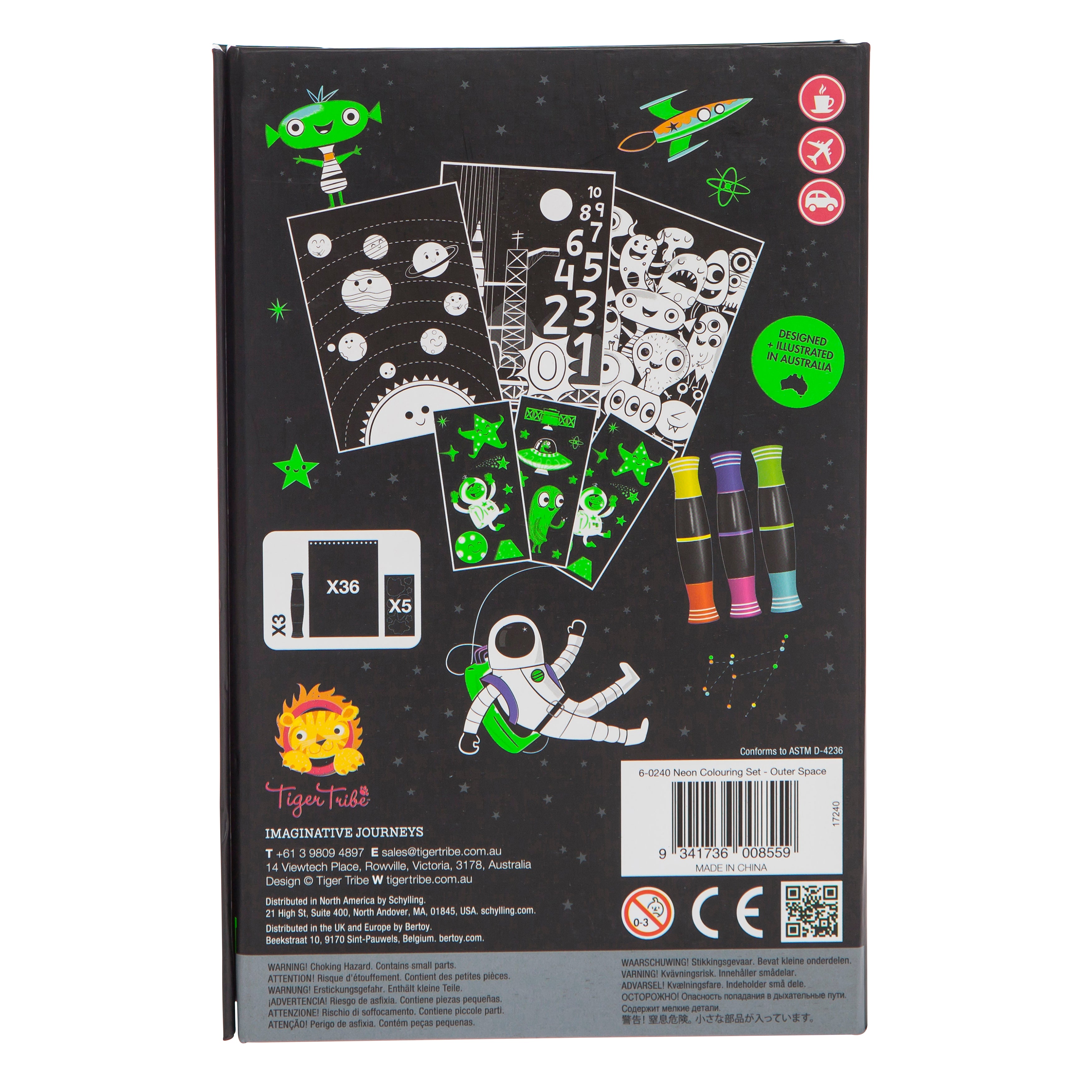 Tiger Tribe Neon Colouring Set – Outer Space