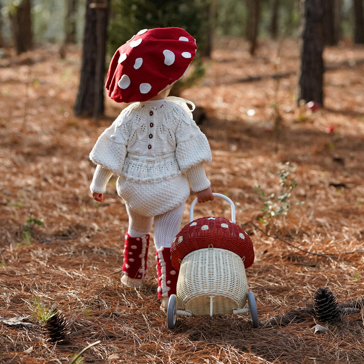 Olli Ella Rattan Mushroom Luggy – Red