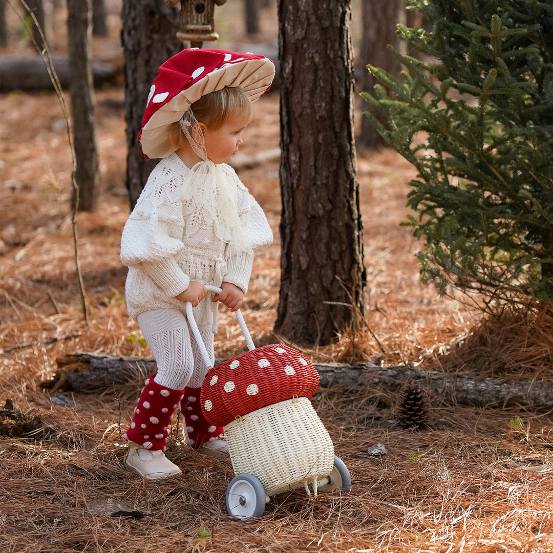 Olli Ella Rattan Mushroom Luggy – Red