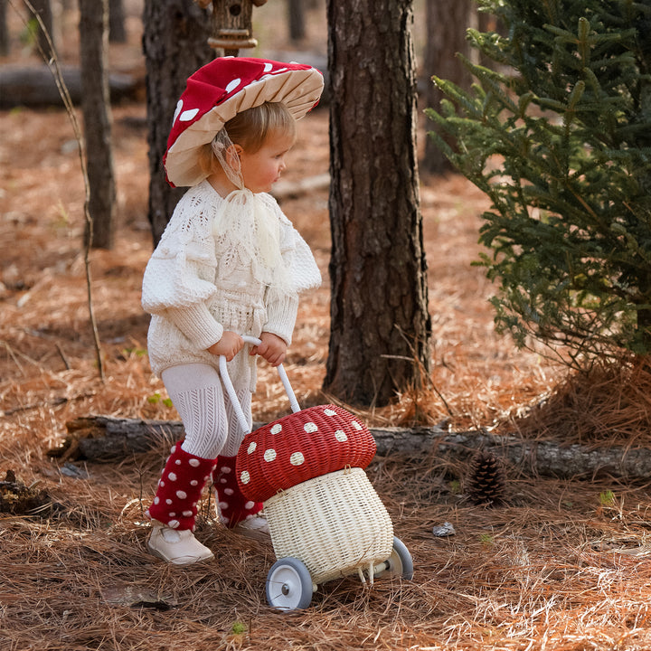 Olli Ella Rattan Mushroom Luggy – Red