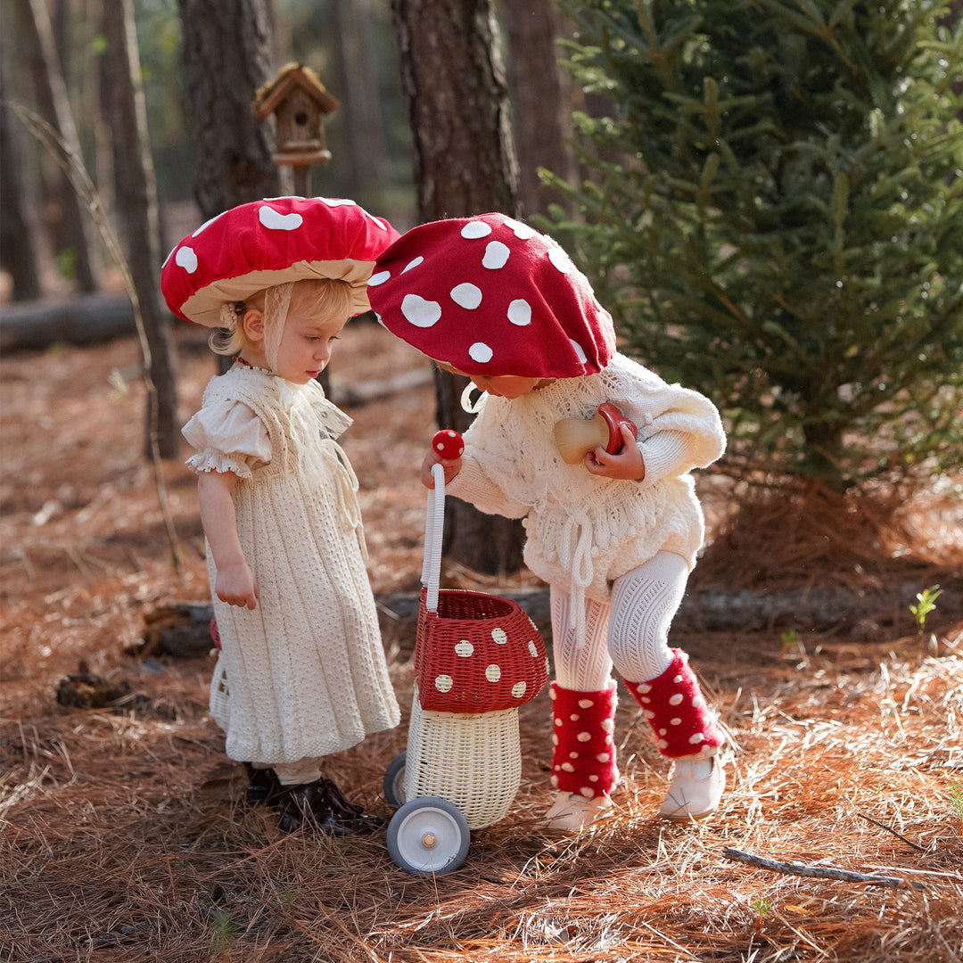 Olli Ella Rattan Mushroom Luggy – Red