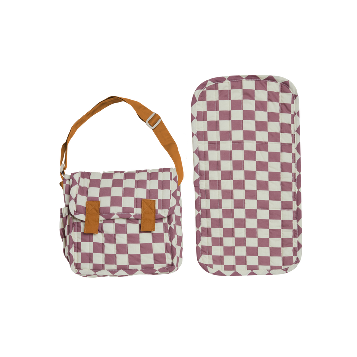 Olli Ella Carrie Convertible Changing Set – Plum Check