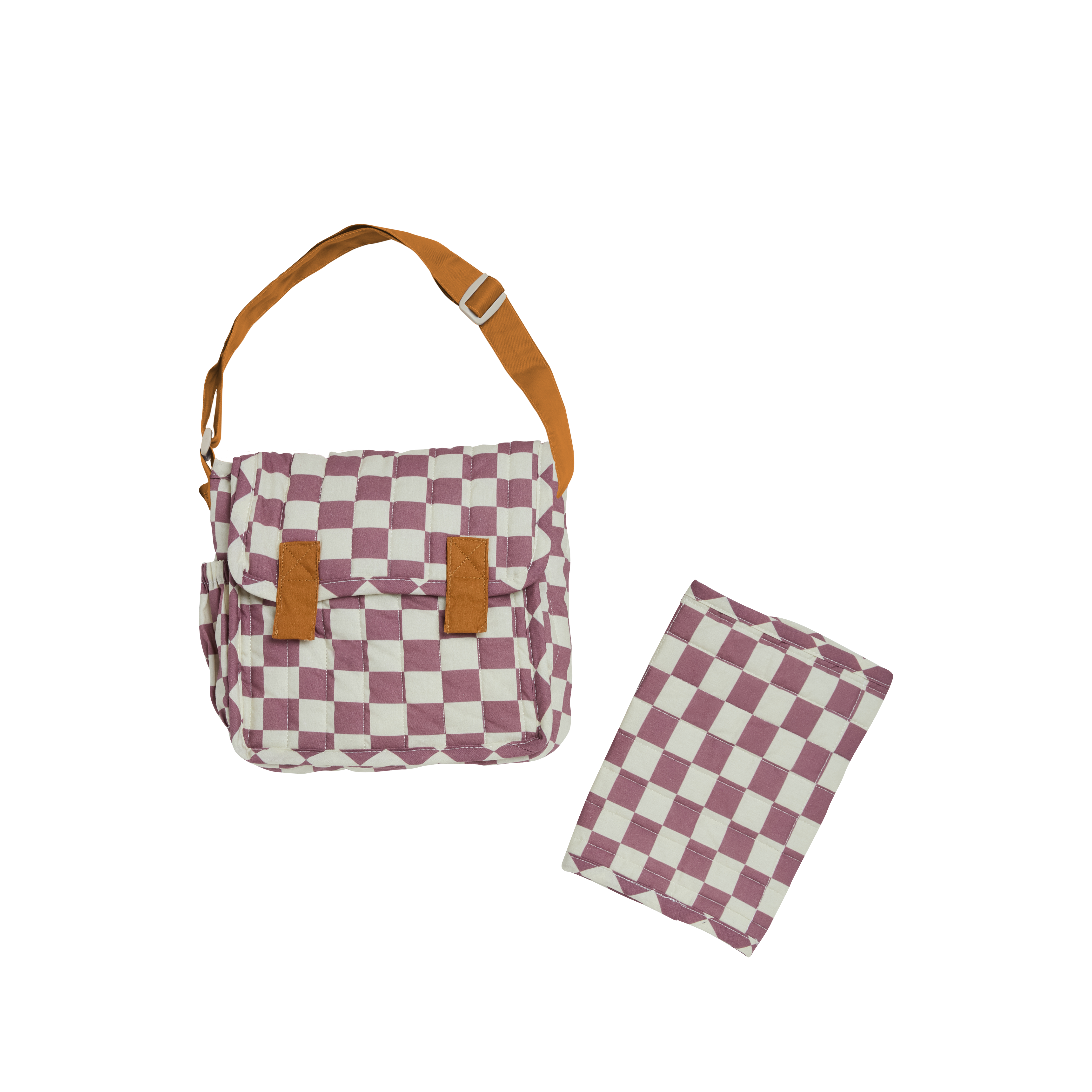 Olli Ella Carrie Convertible Changing Set – Plum Check