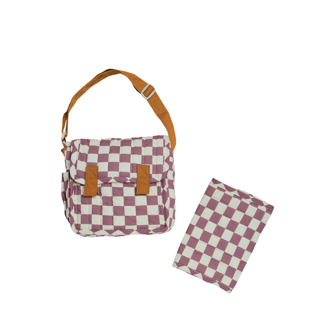 Olli Ella Carrie Convertible Changing Set – Plum Check