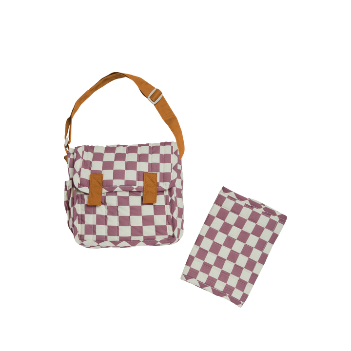Olli Ella Carrie Convertible Changing Set – Plum Check