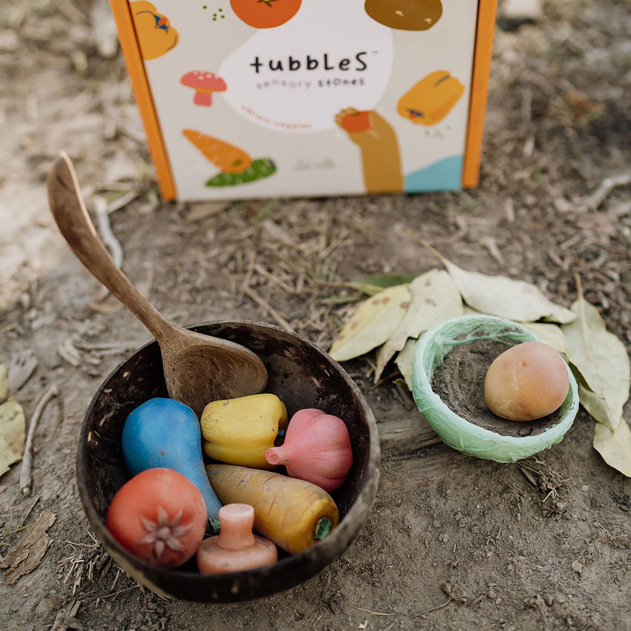 Olli Ella Tubbles Sensory Stones – Vibrant Veggies