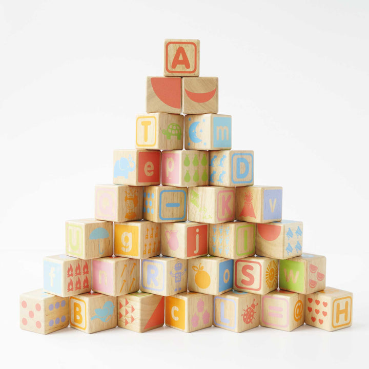 Le Toy Van Wooden ABC Learning Blocks with Storage Tray (30 Piece)