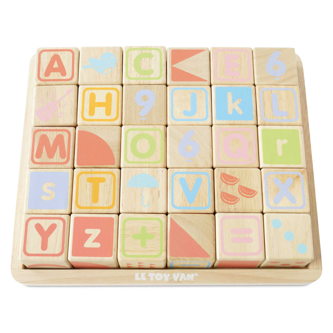 Le Toy Van Wooden ABC Learning Blocks with Storage Tray (30 Piece)