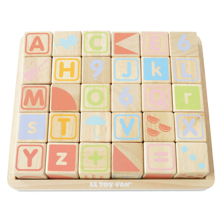 Le Toy Van Wooden ABC Learning Blocks with Storage Tray (30 Piece)