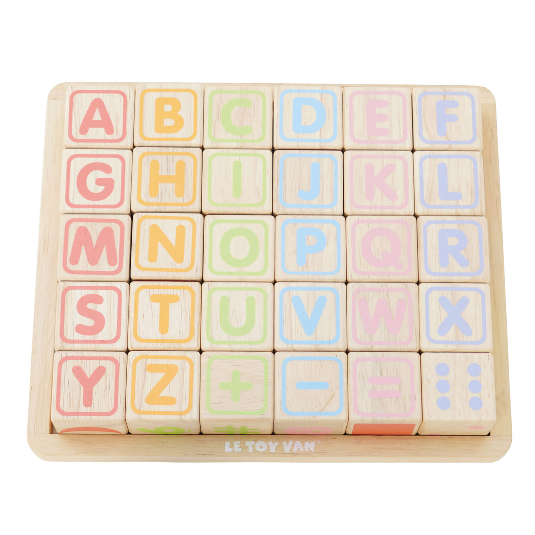 Le Toy Van Wooden ABC Learning Blocks with Storage Tray (30 Piece)
