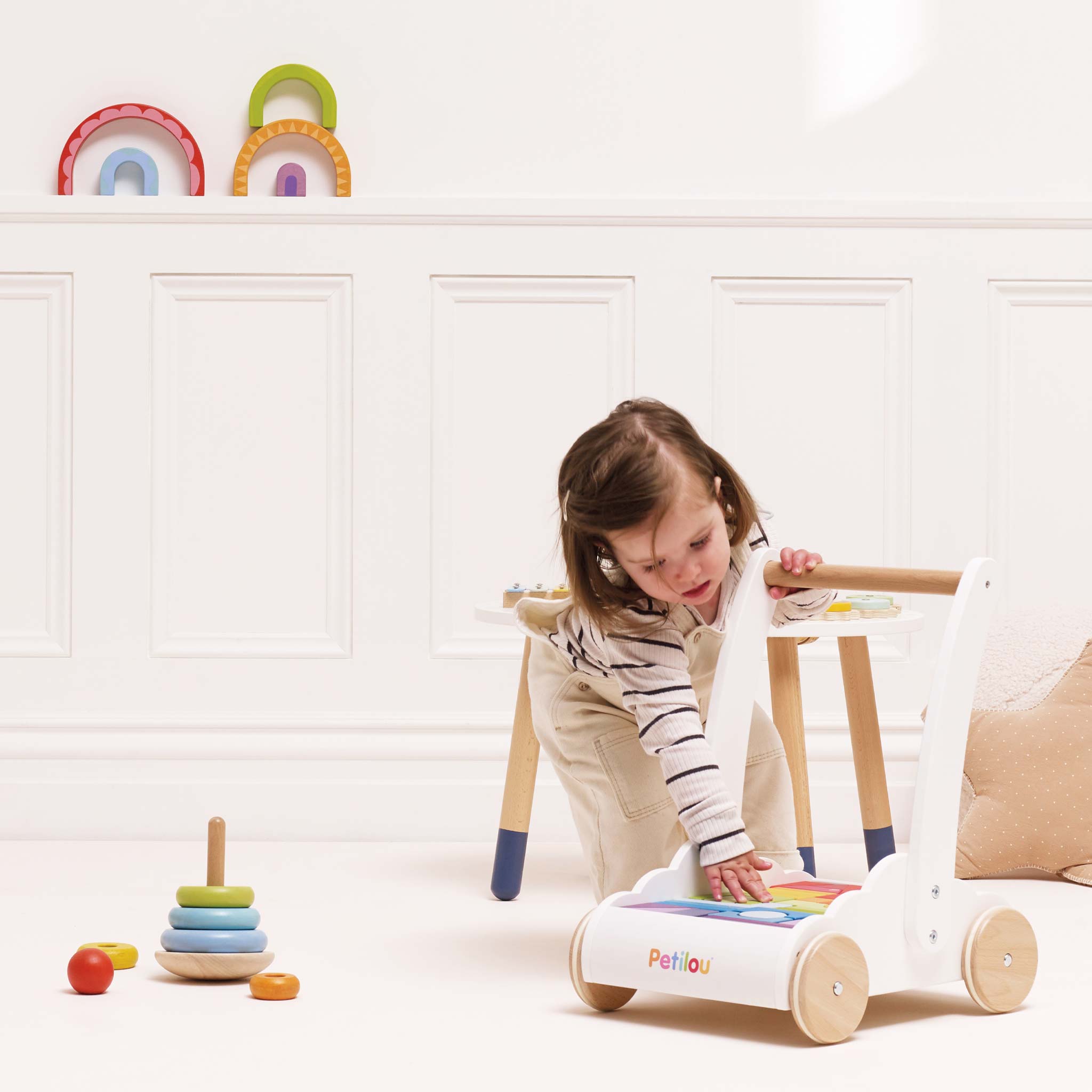 Le Toy Van Rainbow Baby Walker with Blocks
