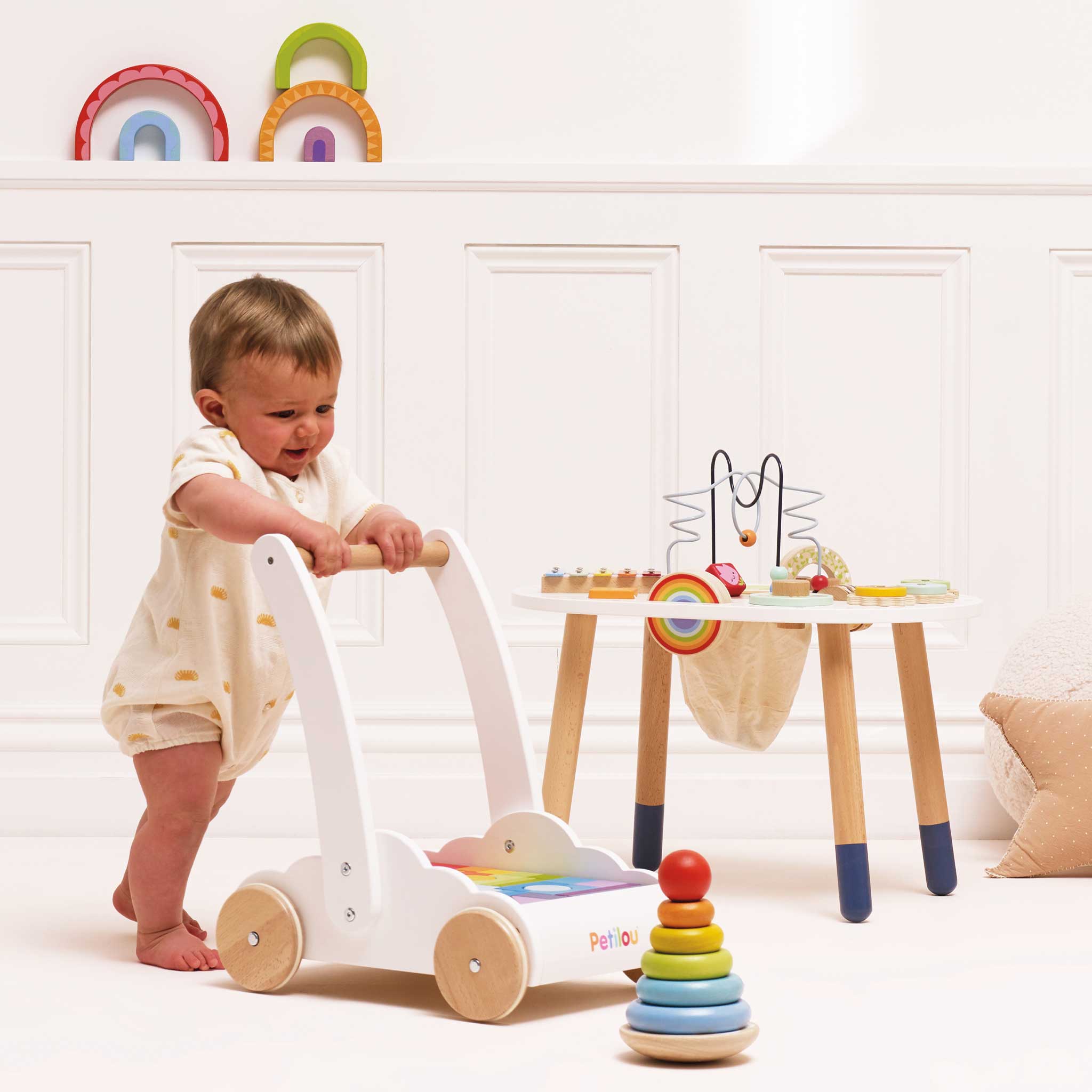 Le Toy Van Rainbow Baby Walker with Blocks