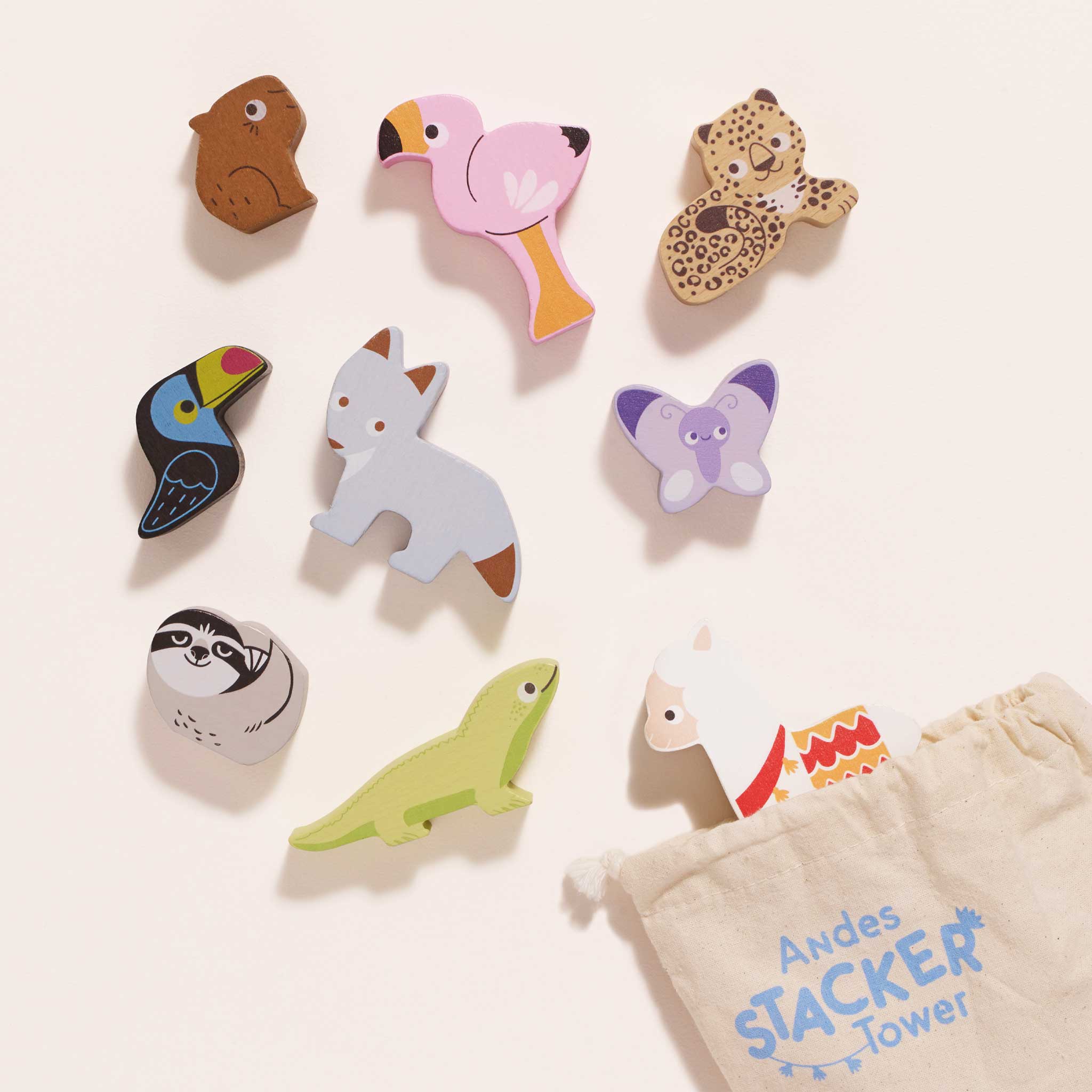 Le Toy Van Wooden Stacking Animals in Bag