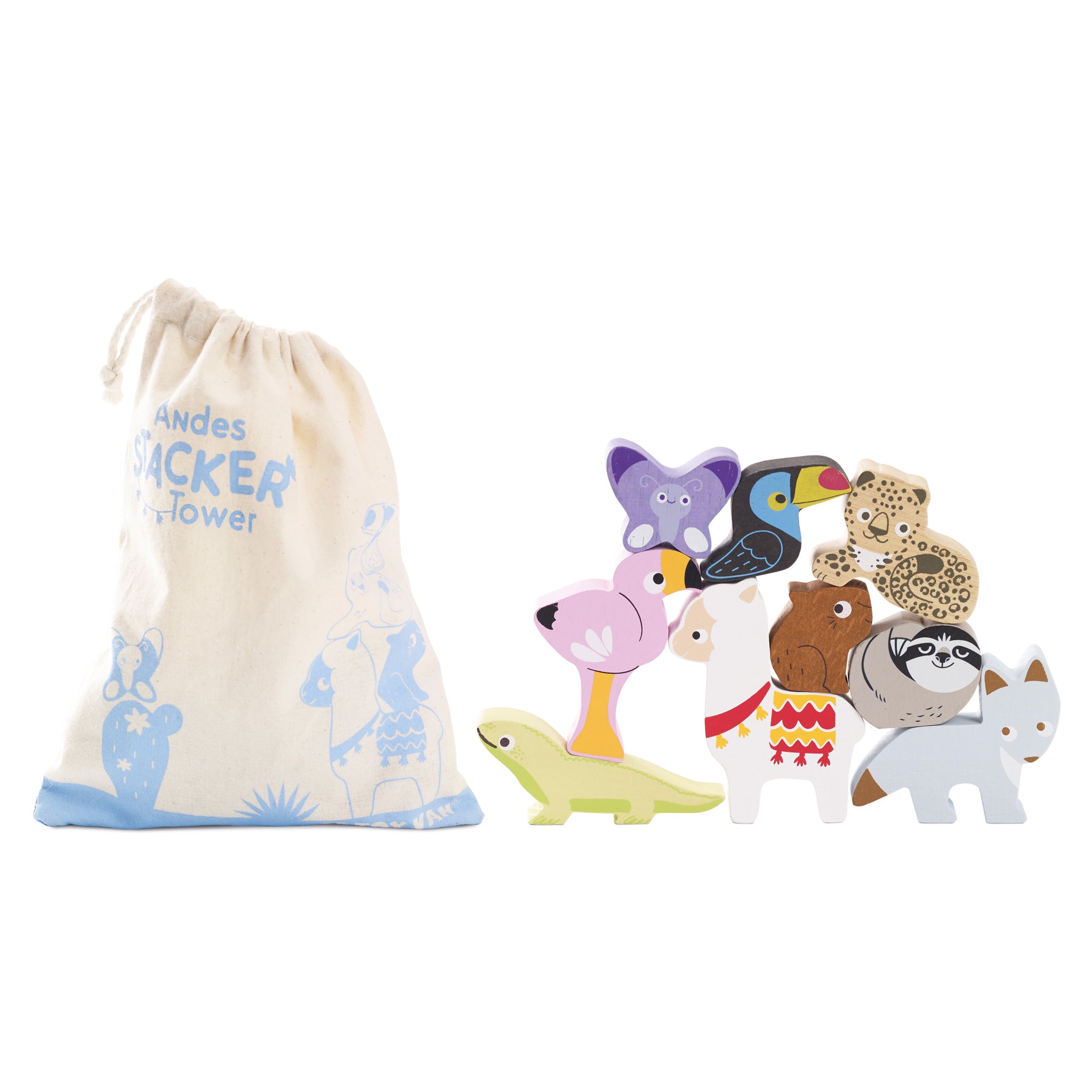 Le Toy Van Wooden Stacking Animals in Bag