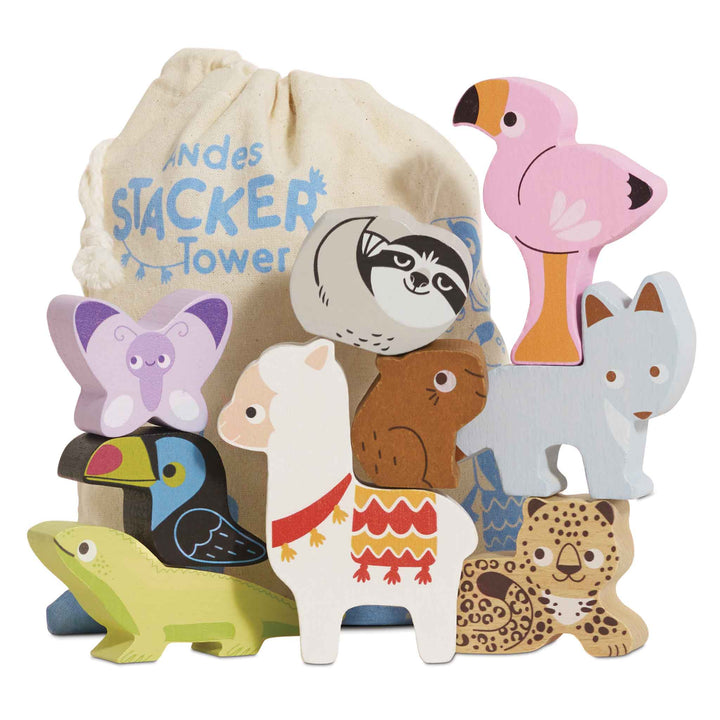Le Toy Van Wooden Stacking Animals in Bag