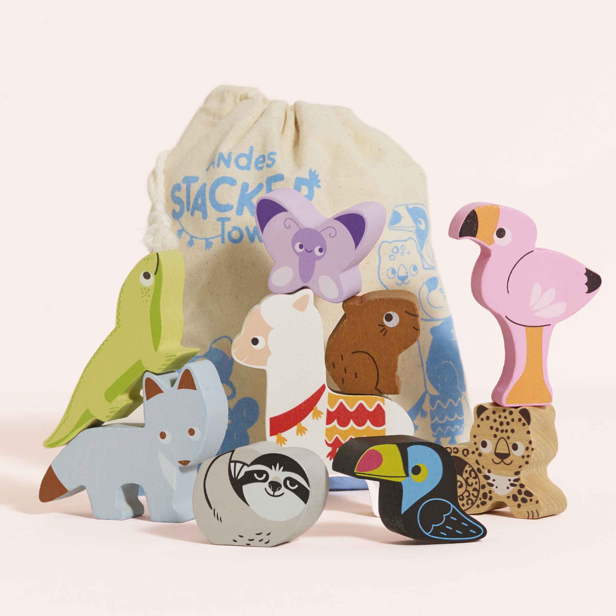 Le Toy Van Wooden Stacking Animals in Bag