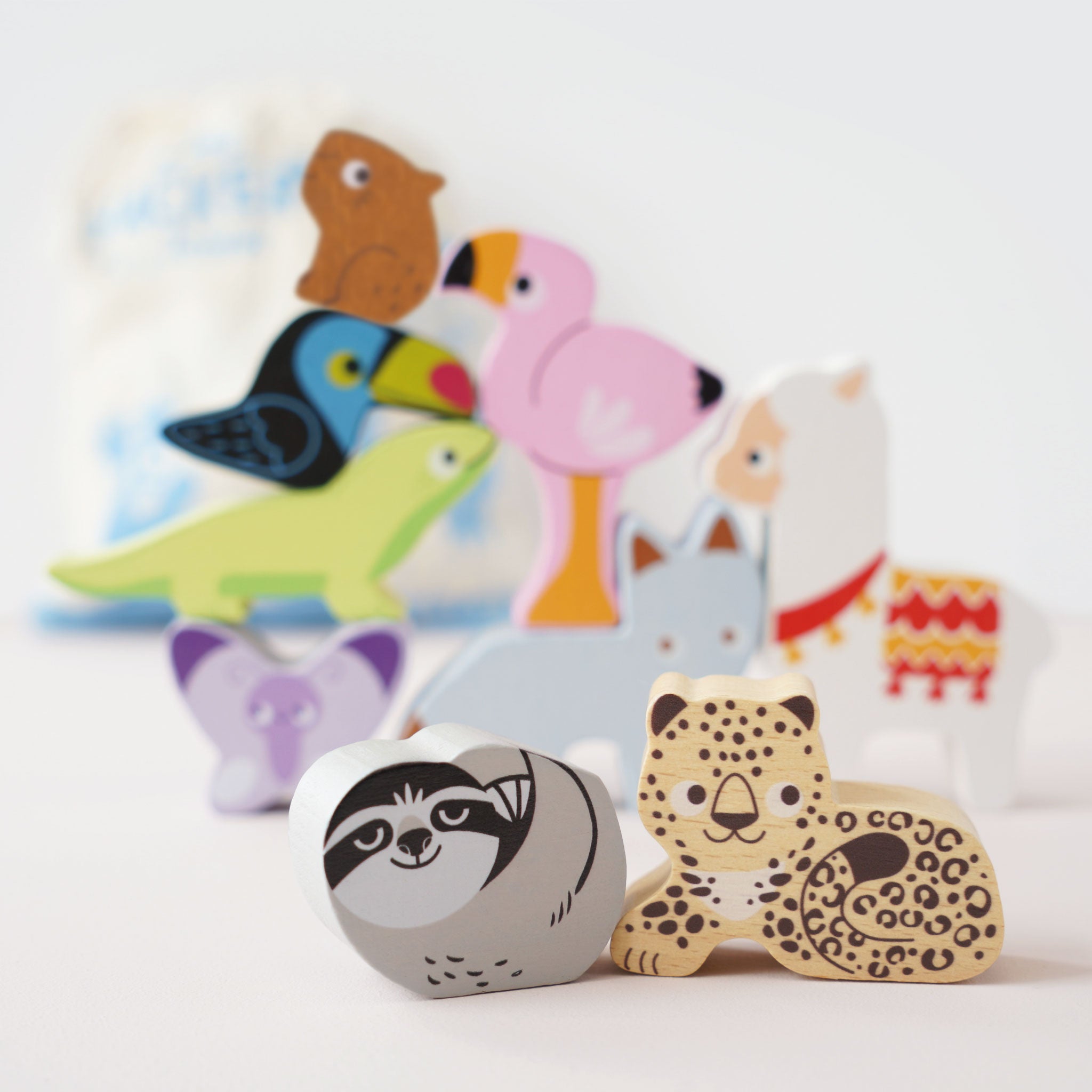 Le Toy Van Wooden Stacking Animals in Bag