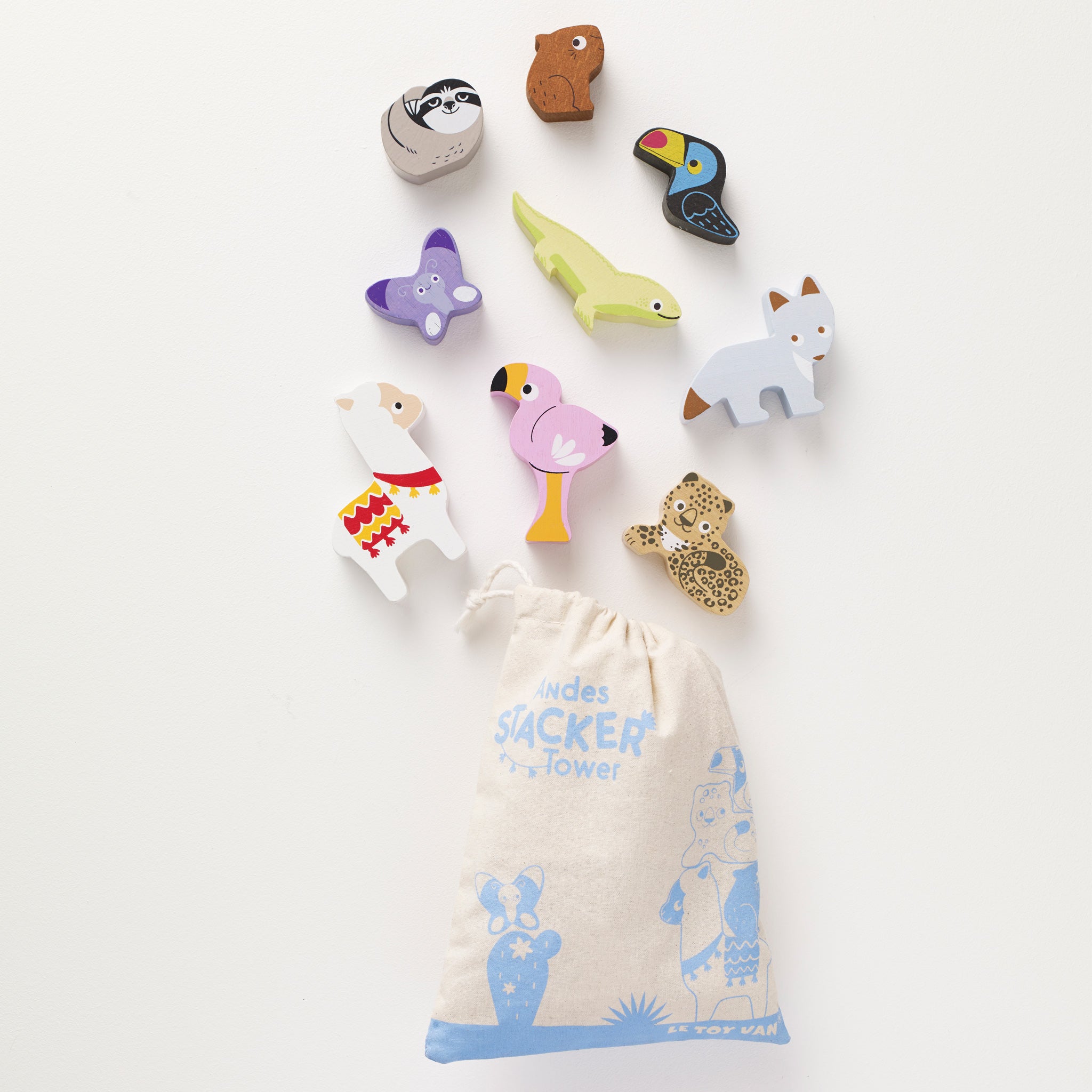 Le Toy Van Wooden Stacking Animals in Bag