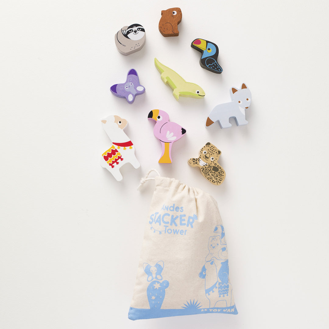 Le Toy Van Wooden Stacking Animals in Bag