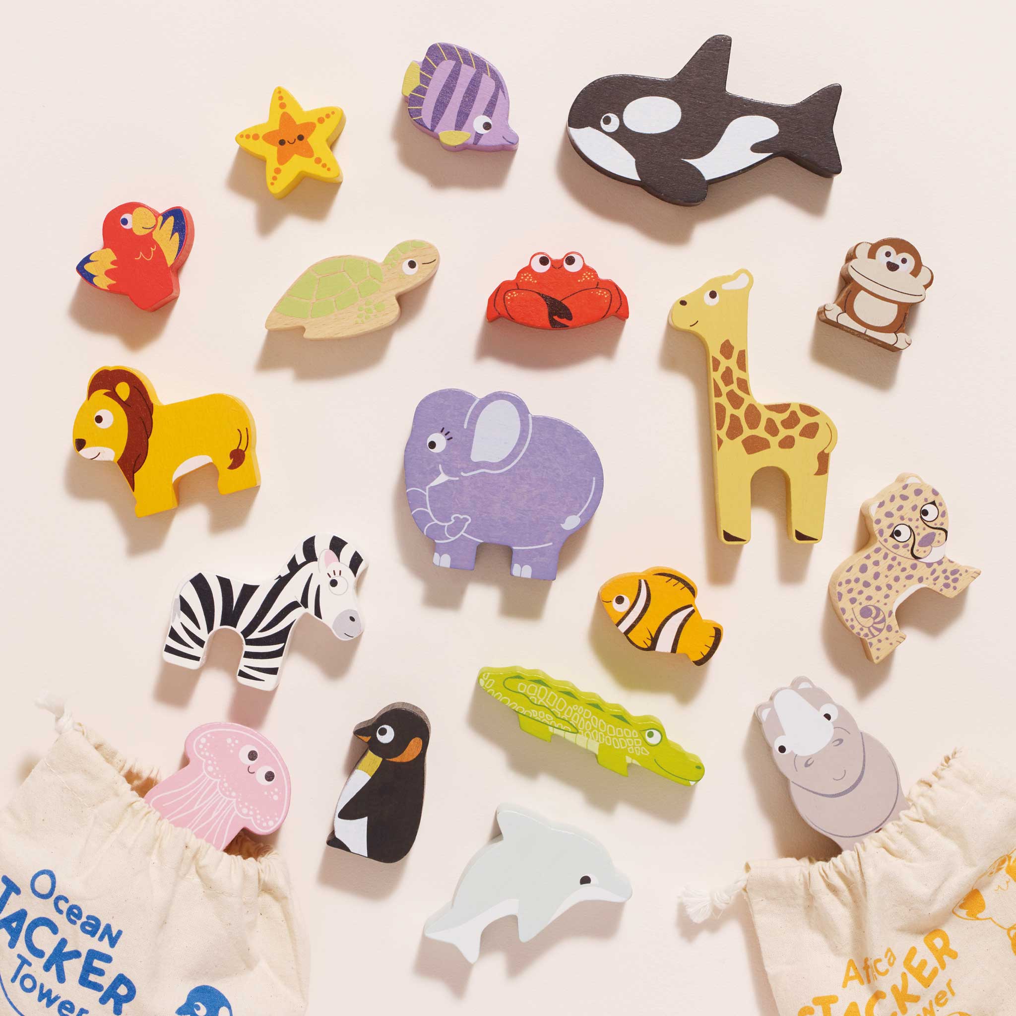 Le Toy Van Africa Stacking Animals in Bag