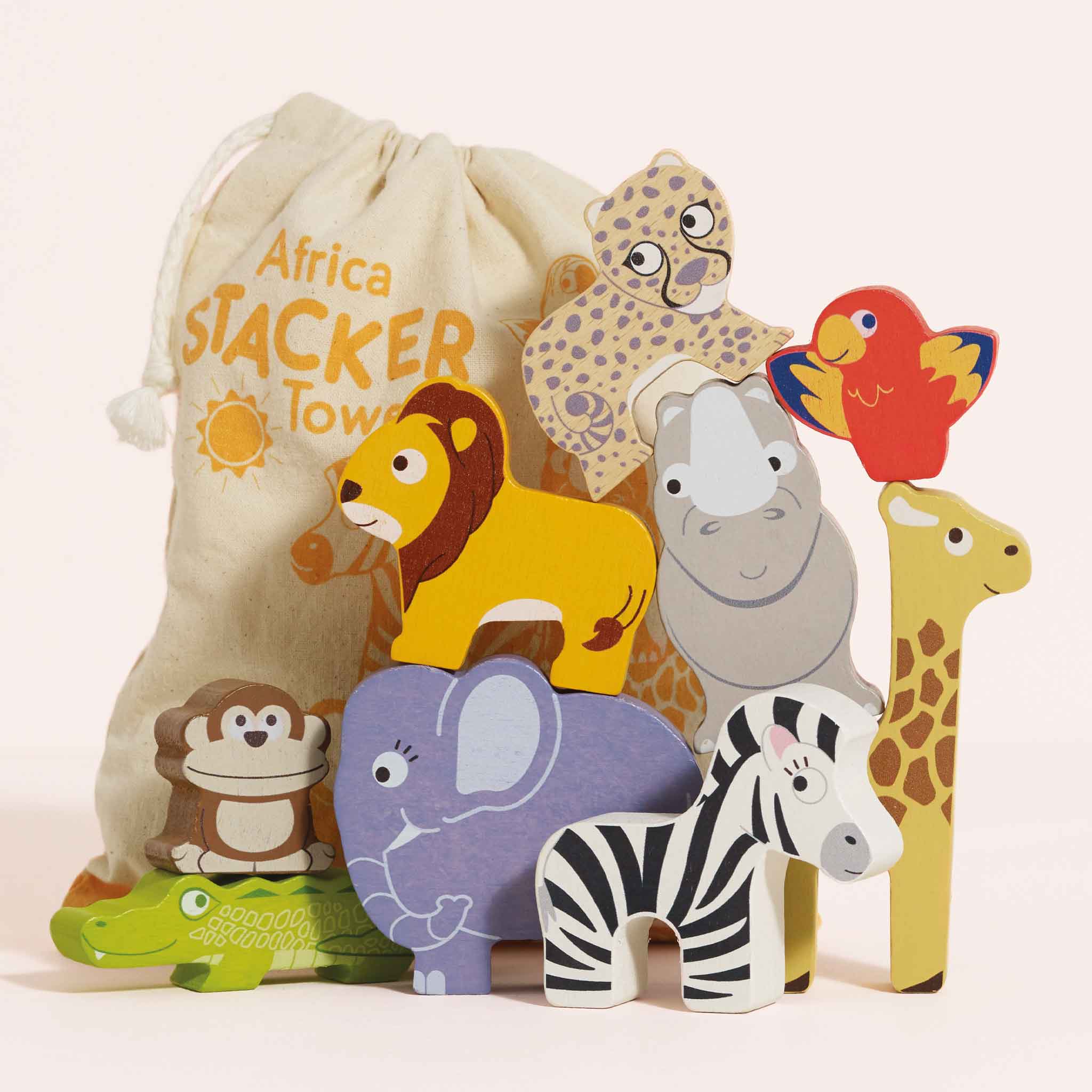 Le Toy Van Africa Stacking Animals in Bag