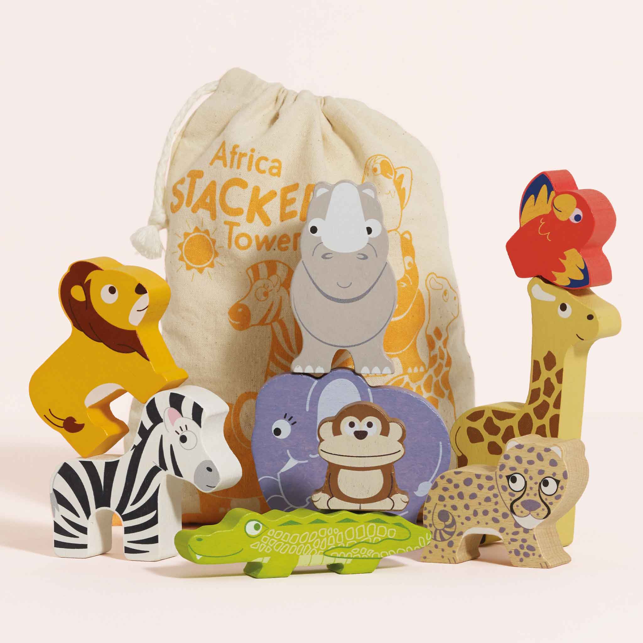 Le Toy Van Africa Stacking Animals in Bag