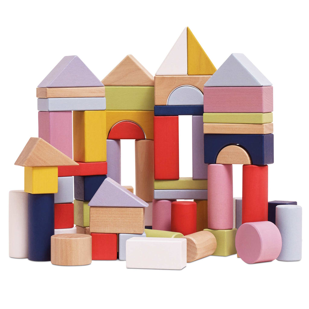 Le Toy Van Colourful Wooden Building Blocks in Bag (60 Piece)